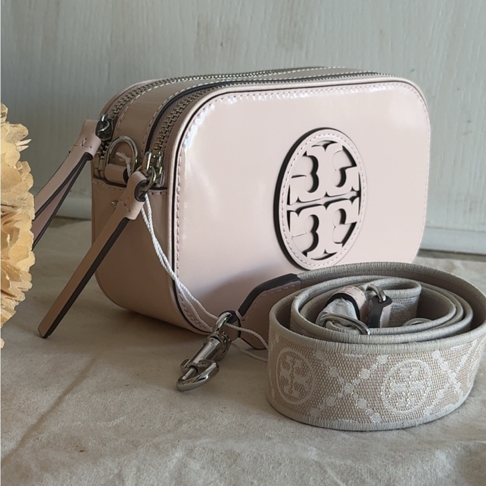 New Tory Burch MILLER SPAZZOLATO MINI CROSSBODY BAG Sift Pink